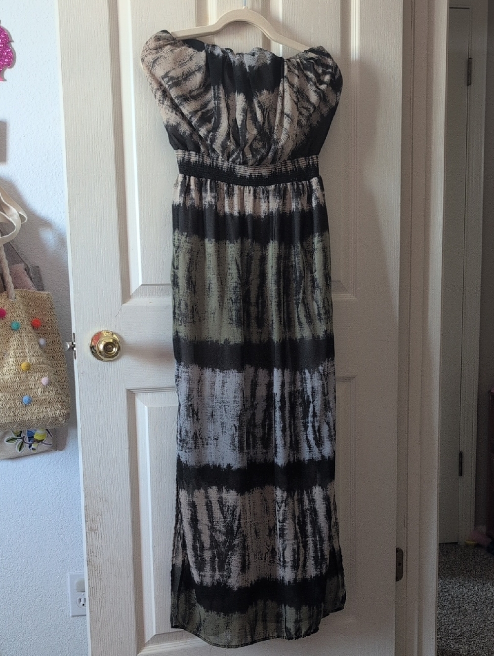 Woolrich Black, Olive and Cream Striped Maxi Dress